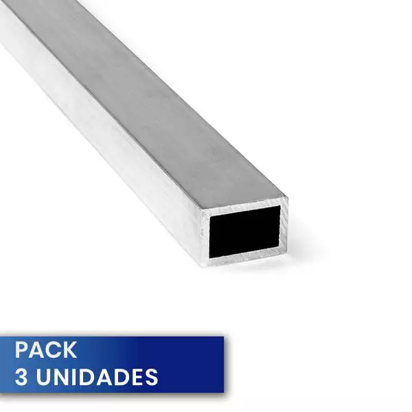 Perfil de Aluminio Tubo Rectangular - Pack x3